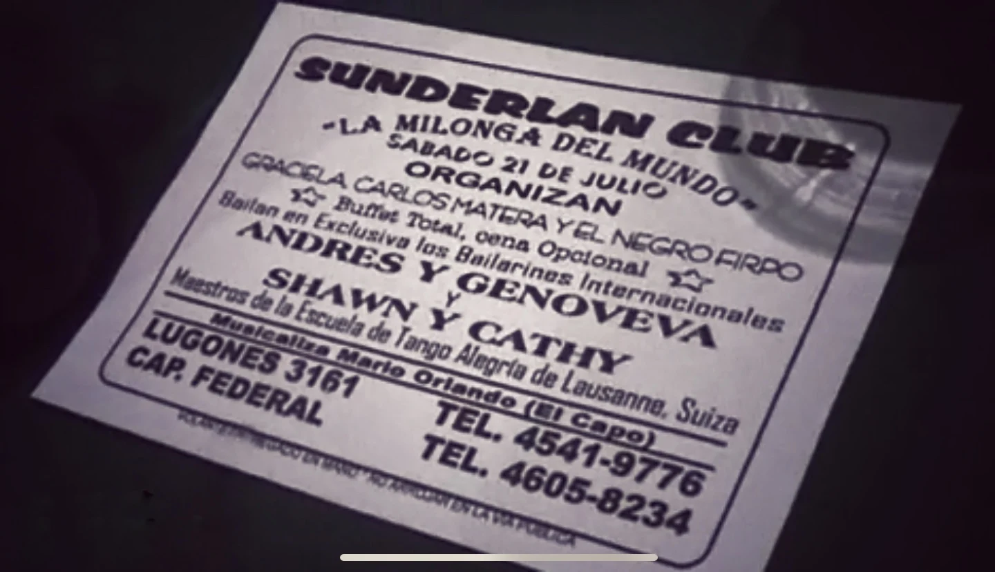 Publicité ancienne du Sunderland Club annonçant Shawn et Cathy