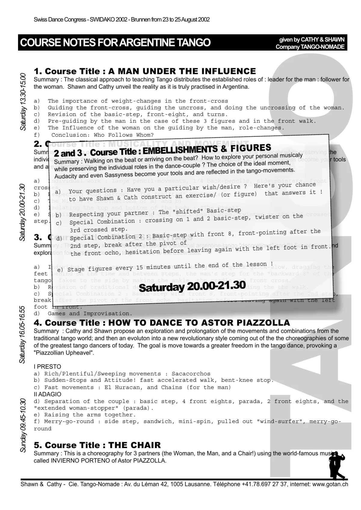 Original notes from the 2002 SWIDAKO congress. Historical document: the printed contact details are no longer current.